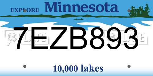 7EZB893 Minnesota License Plate