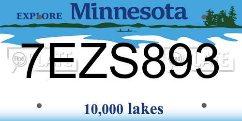 7EZS893 Minnesota License Plate