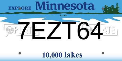 7EZT64 Minnesota License Plate