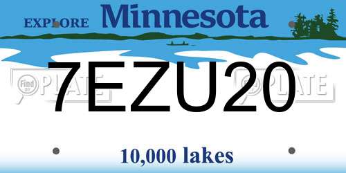 7EZU20 Minnesota License Plate
