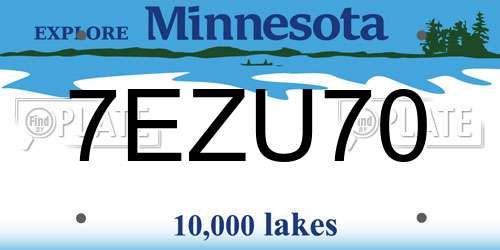 7EZU70 Minnesota License Plate