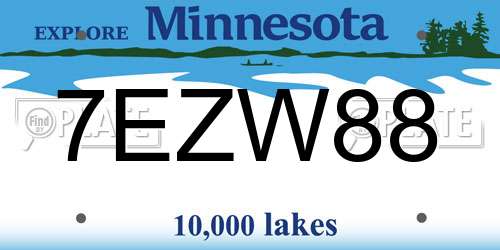 7EZW88 Minnesota License Plate