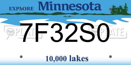7F32S0 Minnesota License Plate