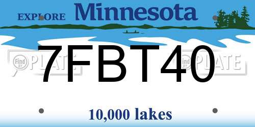 7FBT40 Minnesota License Plate