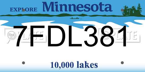 7FDL381 Minnesota License Plate