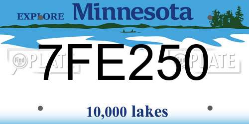 7FE250 Minnesota License Plate