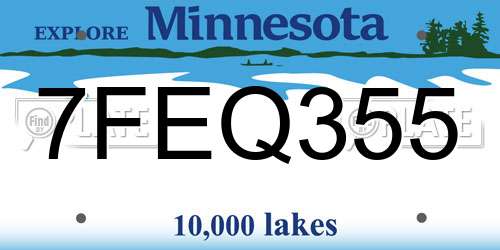 7FEQ355 Minnesota License Plate