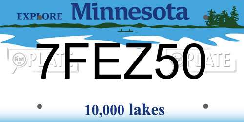 7FEZ50 Minnesota License Plate