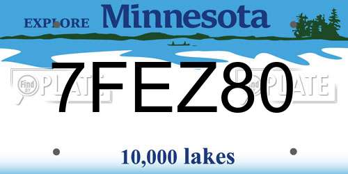 7FEZ80 Minnesota License Plate