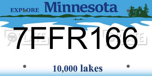 7FFR166 Minnesota License Plate