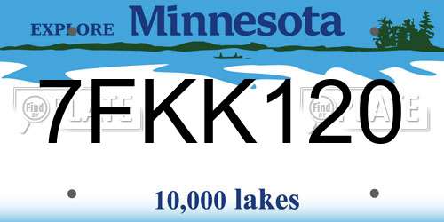 7FKK120 Minnesota License Plate