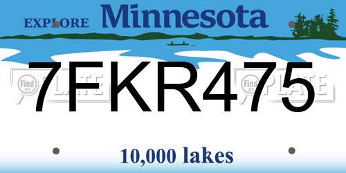 7FKR475 Minnesota License Plate