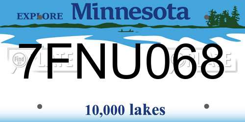 7FNU068 Minnesota License Plate