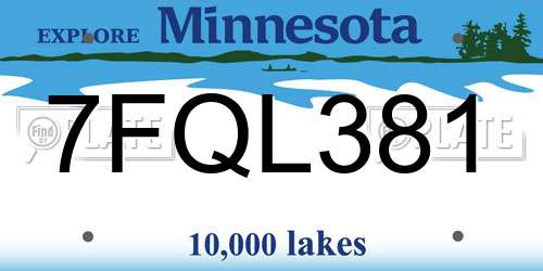7FQL381 Minnesota License Plate