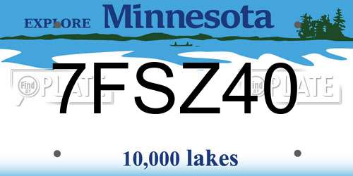 7FSZ40 Minnesota License Plate