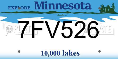 7FV526 Minnesota License Plate