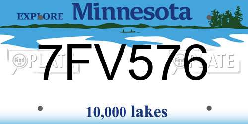 7FV576 Minnesota License Plate