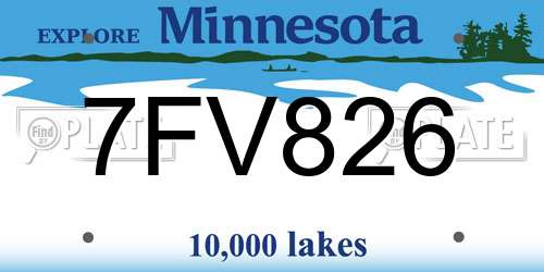 7FV826 Minnesota License Plate