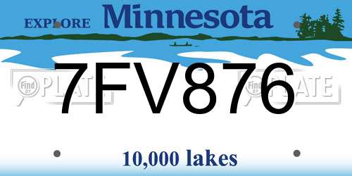 7FV876 Minnesota License Plate