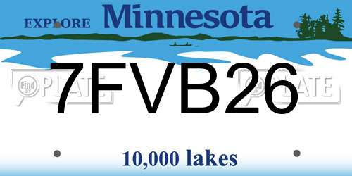 7FVB26 Minnesota License Plate