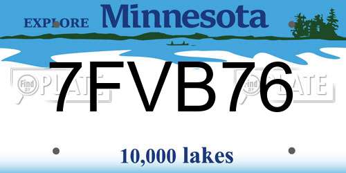 7FVB76 Minnesota License Plate