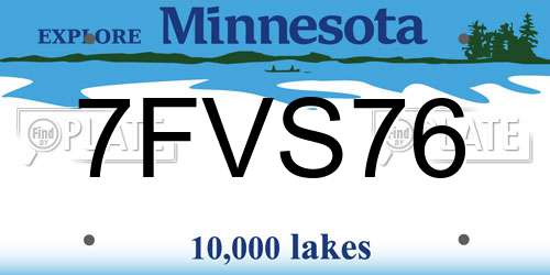 7FVS76 Minnesota License Plate
