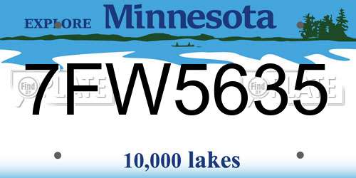 7FW5635 Minnesota License Plate