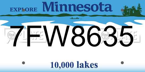 7FW8635 Minnesota License Plate
