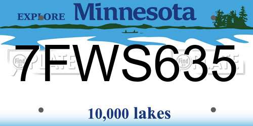 7FWS635 Minnesota License Plate