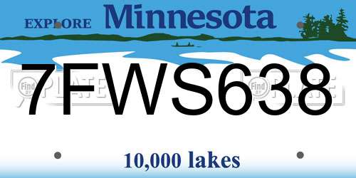 7FWS638 Minnesota License Plate