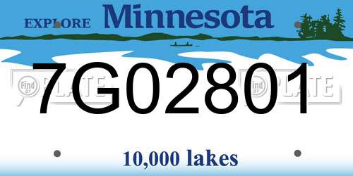7G02801 Minnesota License Plate