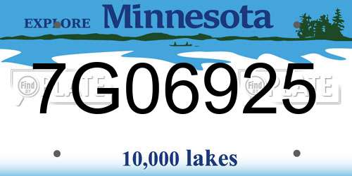 7G06925 Minnesota License Plate