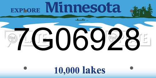 7G06928 Minnesota License Plate