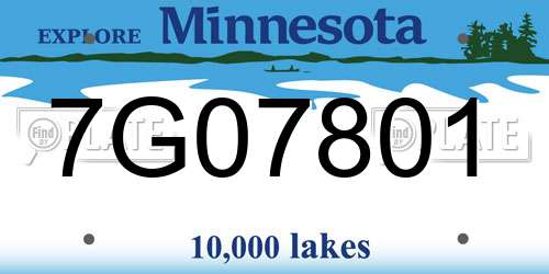 7G07801 Minnesota License Plate