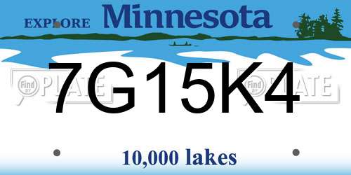 7G15K4 Minnesota License Plate