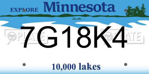 7G18K4 Minnesota License Plate