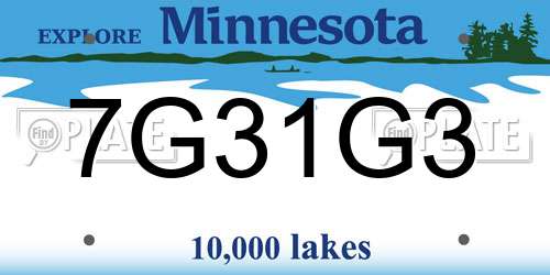 7G31G3 Minnesota License Plate