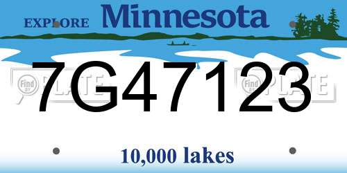 7G47123 Minnesota License Plate