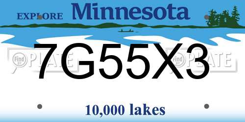 7G55X3 Minnesota License Plate