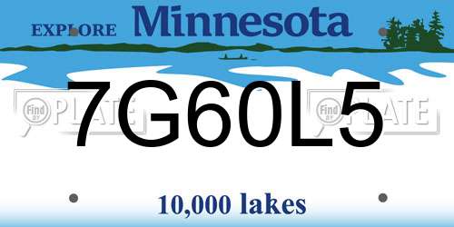 7G60L5 Minnesota License Plate