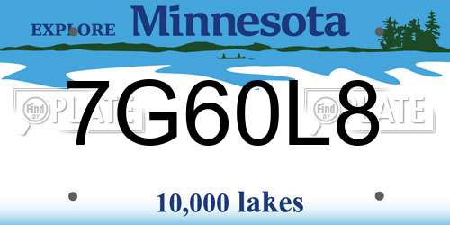 7G60L8 Minnesota License Plate