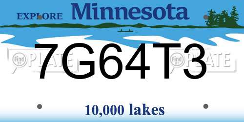 7G64T3 Minnesota License Plate