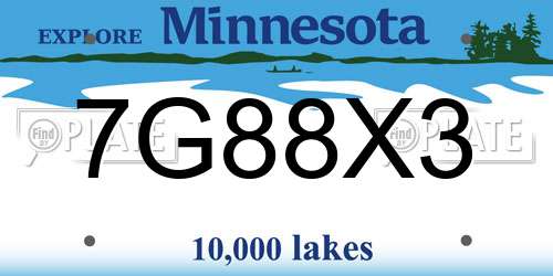 7G88X3 Minnesota License Plate