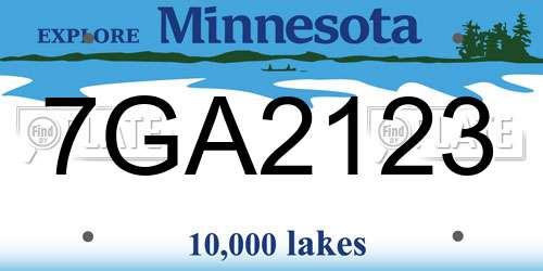 7GA2123 Minnesota License Plate