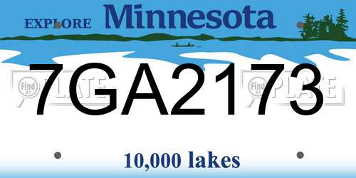 7GA2173 Minnesota License Plate