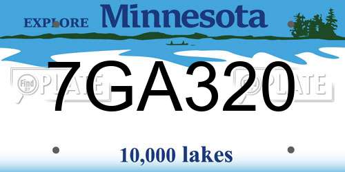 7GA320 Minnesota License Plate