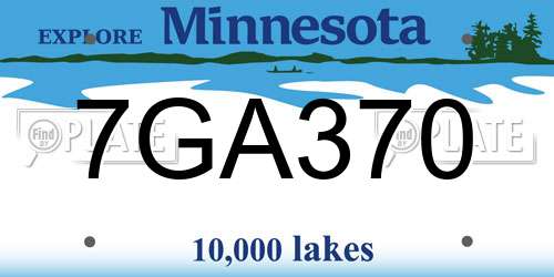 7GA370 Minnesota License Plate
