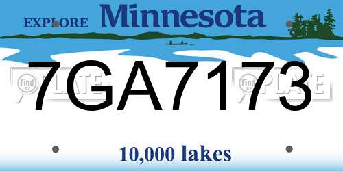 7GA7173 Minnesota License Plate