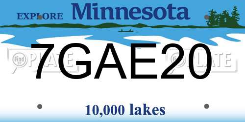 7GAE20 Minnesota License Plate