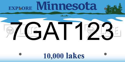 7GAT123 Minnesota License Plate
